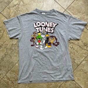 Looney Tunes T-Shirt Cartoon Characters Graphic‎ Tee Gray Adult Size L